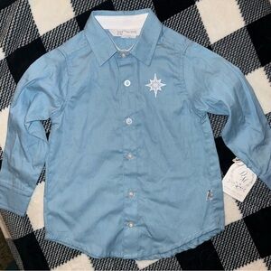 Darling Mae Sky Blue Kids Button Down Shirt with Star Embroidery